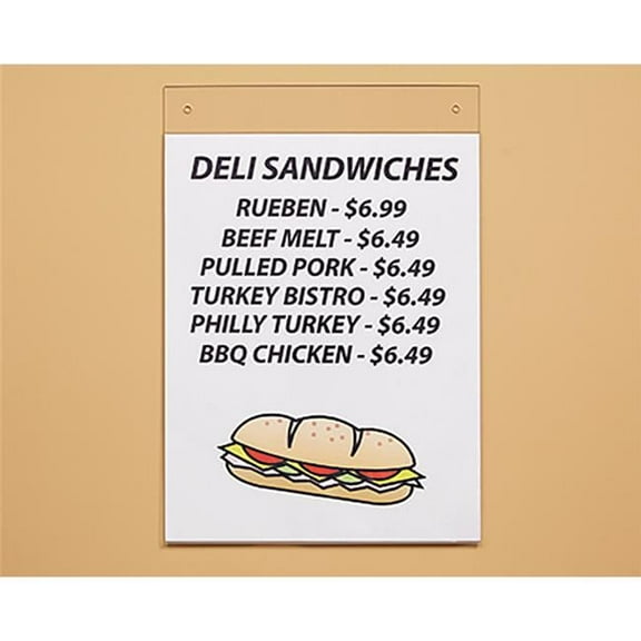 Kinter 8-1/2 in. H x 1/4 in. W x 11 in. L Clear Wall Mount Sign Holder Plastic