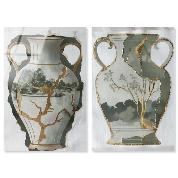 Kintsugi Abstract Set Acrylic Print Modern Livingroom Art Set by Art Remedy, Ready to Hang, 10 x 15