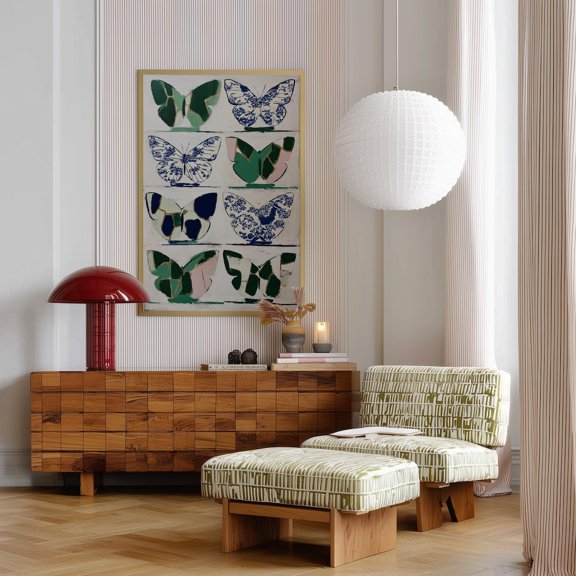 Kintsugi Butterfly Print, Japandi Botanical Art, Unframed Paper Poster 8x10in
