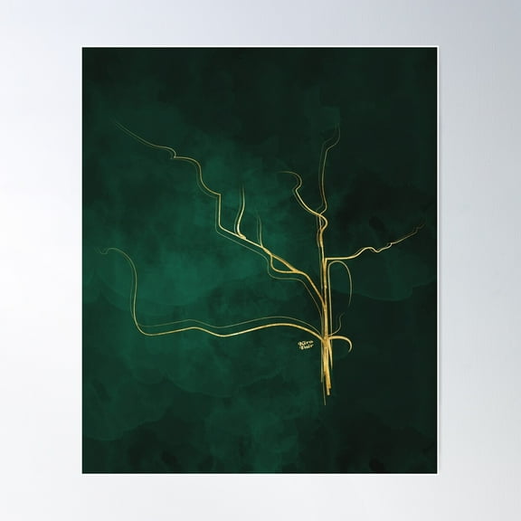 Kintsugi Emerald Green #Art #Decor #Buyart #Japanese #Gold #Green #Kirovair #Design Poster Wall Art, Modern Wall Decor For Living Room Bedroom, 24x36 UNFRAMED