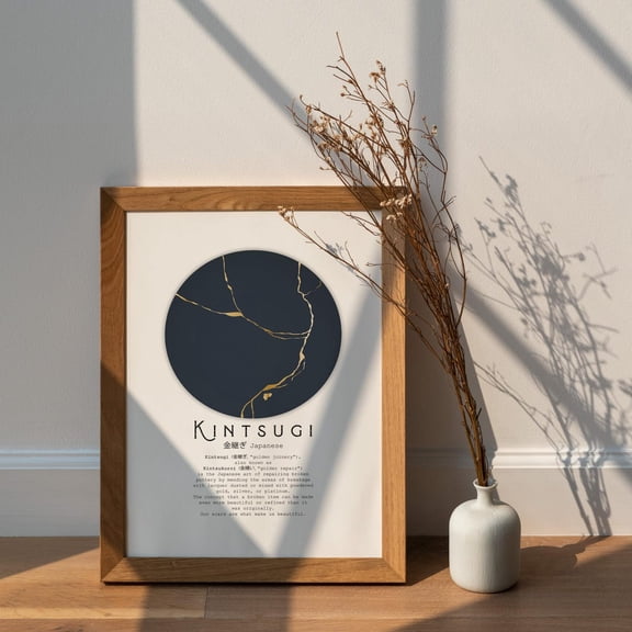 Kintsugi Golden Repair Wall Art Print, Unframed Paper Poster 24x36in