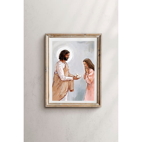 Kintsugi Jesus Christ Art Print: Healing Broken Heart Decor Warm Present Vintage UNFRAMED Poster Size 16x24