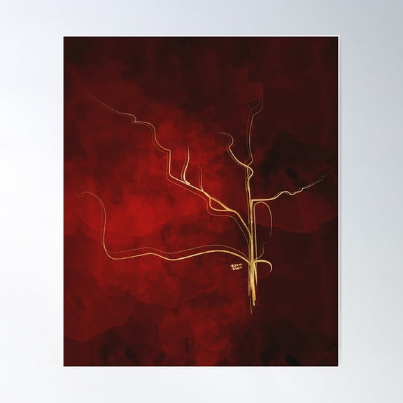 Kintsugi Red #Art #Decor #Buyart #Japanese #Gold #Red #Kirovair #Design Poster Wall Art, Modern Wall Decor For Living Room Bedroom, 30x30 UNFRAMED