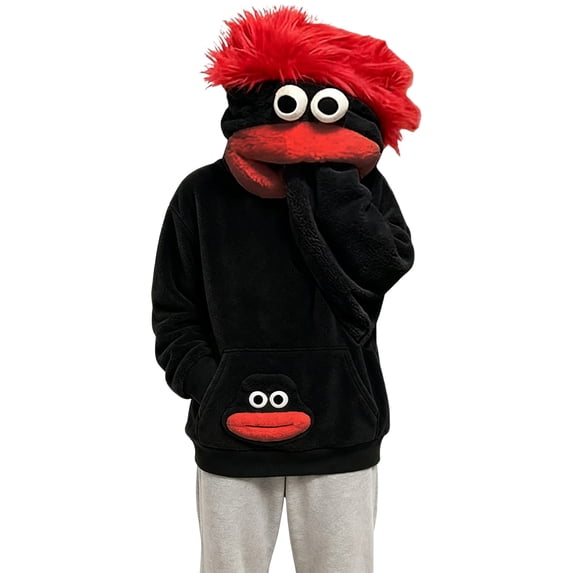 Kintue Big Mouth Monster Pullover Hoodies Unisex Flannel Hooded Sweatshirt, Plush Soft Cosplay Novelty Funny Halloween Costume Oversized Pajamas Fleece Outfits Gifts