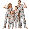 thumbnail image 1 of Kintue Halloween Pajama Set Ghost and Pumpkin Printed Gray, Crew Neck Top with Straight Leg Pants for Couples, 1 of 7