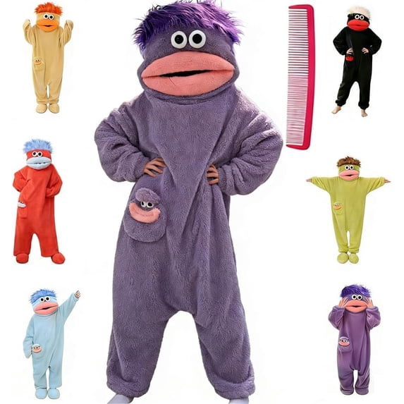 Kintue Monster Onesie for Adults, Funny Big Mouth Halloween Pajamas, Plush Warm Loungewear Matching Family Outfits for Couples