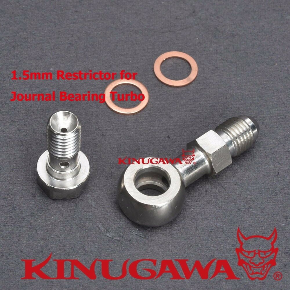 KINUGAWA 4AN To M12x1.5 Adapter Fitting With 2.5mm Restrictor - Turbo Oil Feed For Volvo SAAB TD04