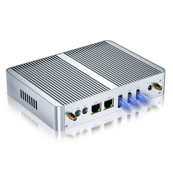 Kinupute Fanless Mini PC, Desktop Computer 4-Core 12th Gen N100 Up to 3.4GHz, Windows 11 Pro, 16G DDR4, 512G NVME SSD, Dual Gigabit Ethernet, Triple Display, DP/2xHDMI 4K@60Hz, WiFi6, BT5.1, HTPC