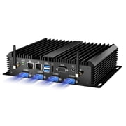 Kinupute Industrial Mini PC, Fanless Desktop Computer Core i7-5500U 2.4-3.0GHz, Windows 10 Pro, 16G RAM, 512G SSD, 2xNICs, 6xCOM RS232, 4xUSB 3.0, HDMI/VGA Ports, Auto Power On, Full Metal Case