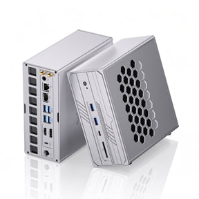 Kinupute Mini PC AI Server, AI Workstation, Ryzen AI MAX+ 395(126TOPS,16C/32T), Barebones, Radeon 8060S GPU, 128GB LPDDR5x-8400 Unified RAM, 10G+2.5G LAN, Quad Display, 4xM.2 PCIe 4.0 Slots, WiFi 7