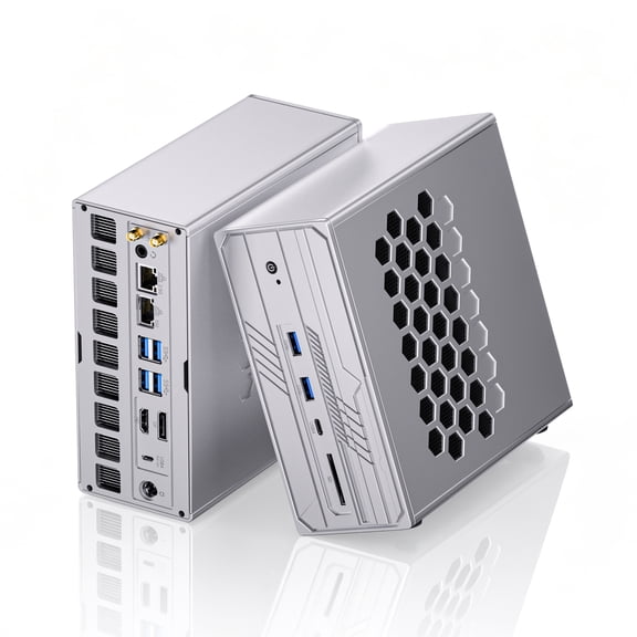Kinupute Mini PC AI Server, AI Workstation, Ryzen AI MAX+ 395(126TOPS,16C/32T), Barebones, Radeon 8060S GPU, 128GB LPDDR5x-8400 Unified RAM, 10G+2.5G LAN, Quad Display, 4xM.2 PCIe 4.0 Slots, WiFi 7