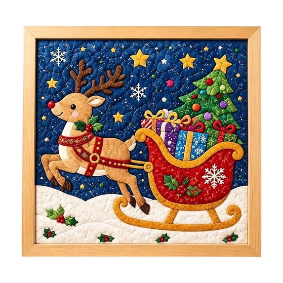 Kingfansion Fabric Art Kit, DIY 3D Christmas Fabric Poke Art Kit for Adults, Premium No-Sew Mosaic Wall Art & Craft Kits with Frame & Tools, Relaxing Handmade Art Project Gifts for Beginner
