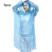 Kinzd 5Pcs Unisex Disposable Waterproof Hooded Outdoor Hiking Riding Raincoat Poncho