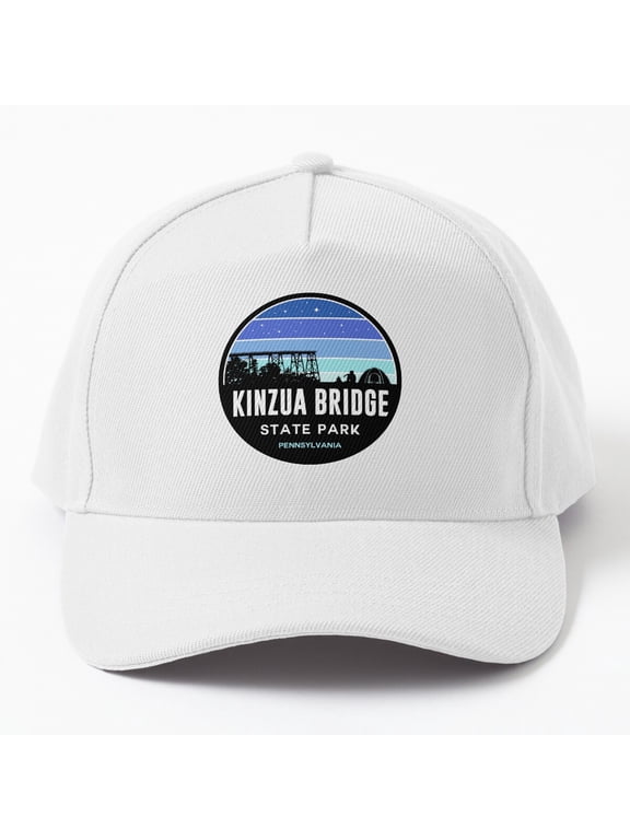 Kinzua Bridge State Park Baseball Hat, Black Blue Silhouette Travel Graphic Design, Classic Cap