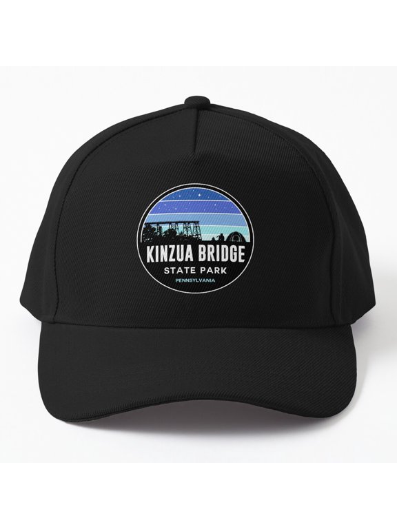 Kinzua Bridge State Park Baseball Hat, Black Blue Silhouette Travel Graphic Design, Classic Cap