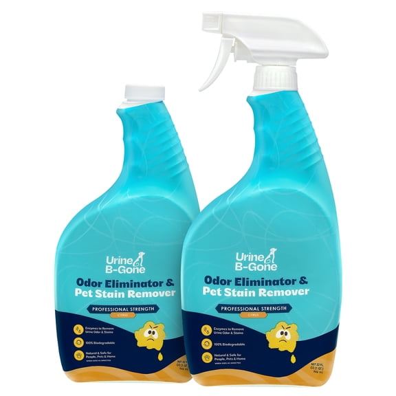 Kinzua Environmental Urine B-Gone Cleaner, Enzyme Odor Eliminator for Cat & Dog Urine, Laundry & Carpet,32oz, 2-Pack,Citrus Scent