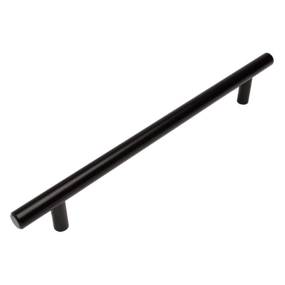 KioJJp 10 Pack 305-192FB Flat Black Cabinet Hardware Euro Bar Handle Pull - 7-1/2" Inch (192mm) Hole Centers, 10" Overall Length