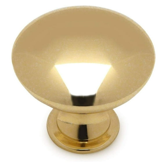 KioJJp 25 Pack 5305PB Polished Brass Traditional Round Solid Cabinet Hardware Knob - 1-1/4" Diameter