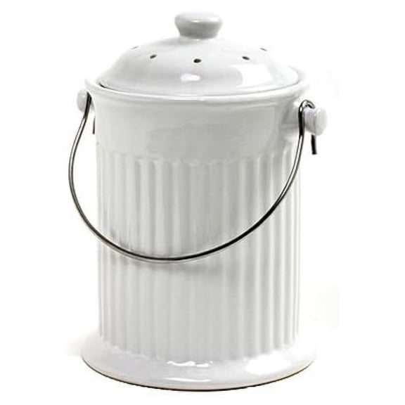 KioJJp 93 1 Gallon White Compost Keeper Crock