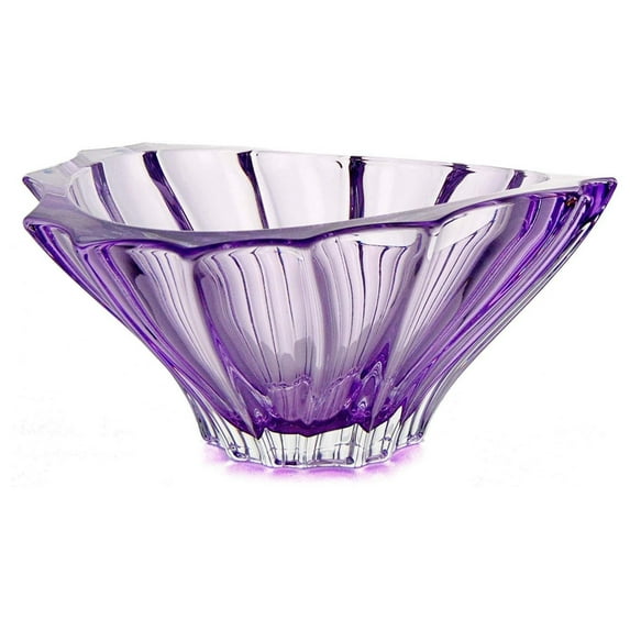 KioJJp Bohemian Crystal Glass Bowl-Vase 8''-Dia Amethyst-Purple Vintage European Design ''Plantica'' Centerpiece Fruit Desserts Home Decor Birthday Wedding Housewarming Anniversary