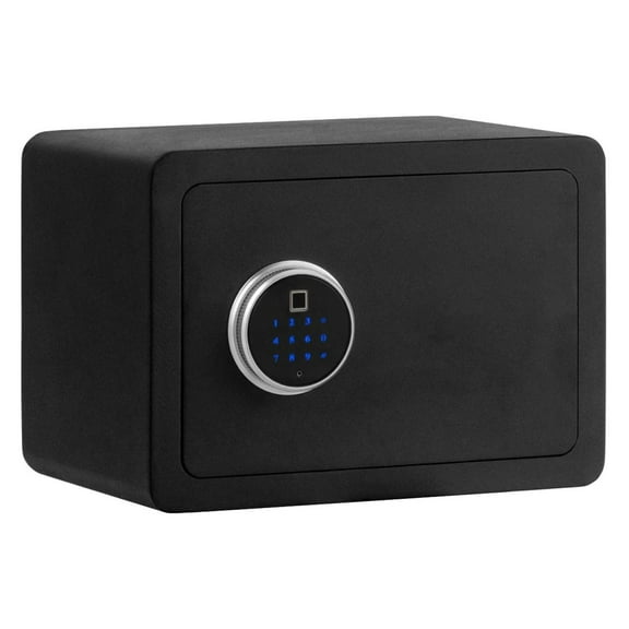 KioJJp Fingerprint Safe Box, Security Box w/Inner LED Light for Home & Office to Store Cash Jewelry Valuables, 2-Layer Security Safe Deposit Box w/2 Override Keys, 0.5 Cubic Feet