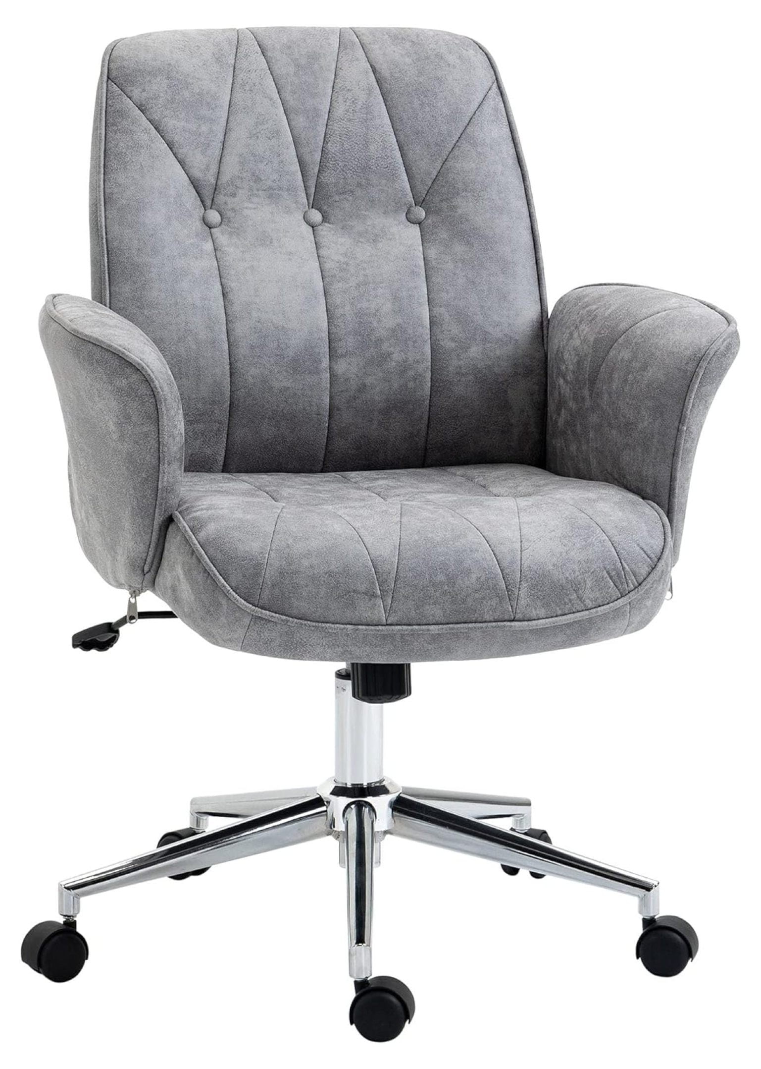Gray Microfiber Adjustable Office Chair with Swivel Wheels