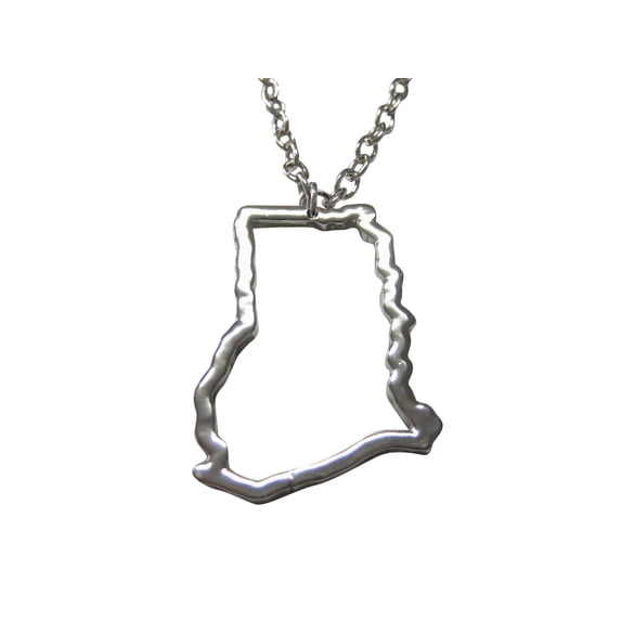 Kiola Designs Silver Toned Ghana Map Outline Pendant Necklace C87