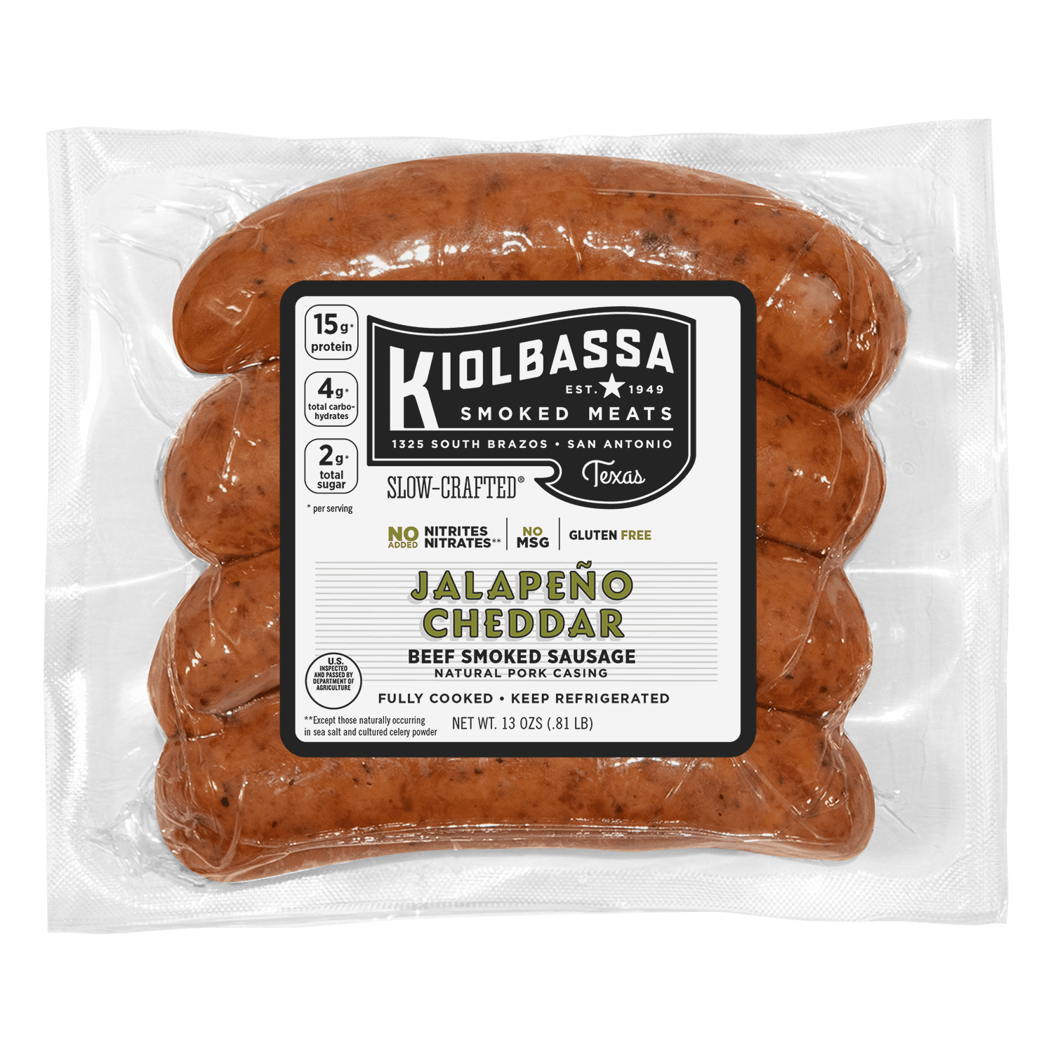 Shop Kiolbassa Jalapeno Cheddar Beef Smoked Sausage 4Ct, 13 oz Great