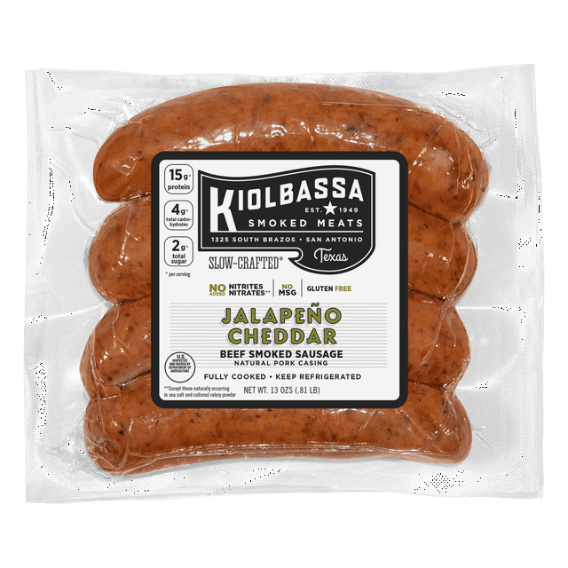 Shop Kiolbassa Jalapeno Cheddar Beef Smoked Sausage 4Ct, 13 oz Great