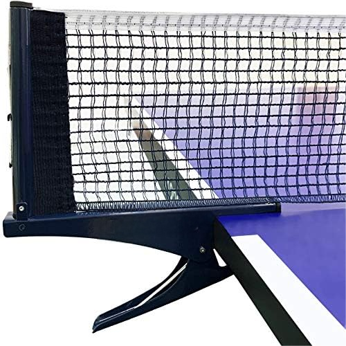Kioos Collapsible Table Tennis Net Professional Steel Pingpong Net Clip Grip Mesh Training Competition Portable Tension Adjustable Post (Navy)$$