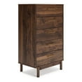 thumbnail image 1 of Kip 50 Inch 5 Drawer Modern Tall Dresser Chest Dark Brown Gold Handles - Saltoro Sherpi, 1 of 5