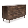 thumbnail image 1 of Kip 59 Inch Modern Dresser Brown Wood Frame 6 Drawers Gold Metal Handles - Saltoro Sherpi, 1 of 6
