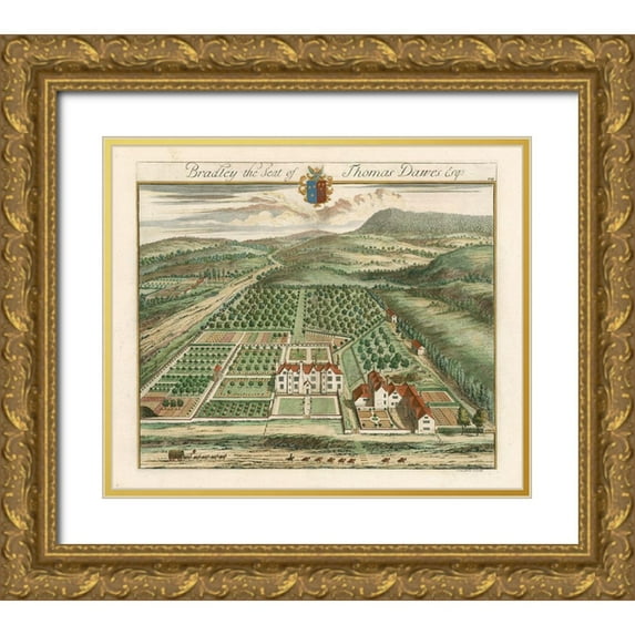 Kip, Johannes 17x15 Gold Ornate Wood Framed with Double Matting Museum Art Print Titled - Kips Garden Views I