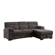 Kipling II 95"W Brown Chenille Fabric Sleeper Sectional Sofaort