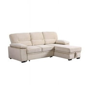 Kipling Velvet Reversible Sleeper Sectional Sofa Chaise Beige
