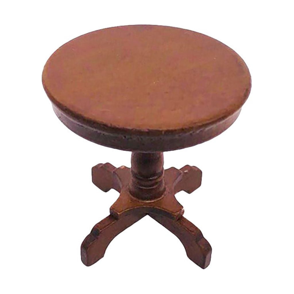 Kiplyki 1:12 Dollhouse Furniture Miniature Wooden Round Side Table Kids ...