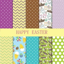 TRIHIY 10PCS DIY Crafts Supplies Easter Spring Bunny Printed Fabric Squares 10inch