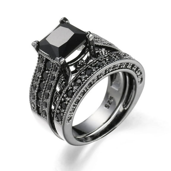 Kiplyki 2-in-1 Womens Vintage Diamond Engagement Wedding Band Set