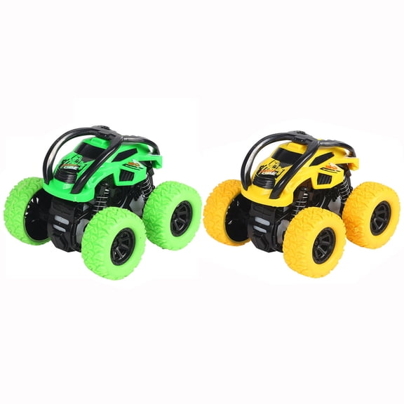 Kiplyki 2PC Graffiti Inertial Four-wheel Drive Off-road Vehicle Stunt Climbing Car Model Anti-fall Car Children's Toy