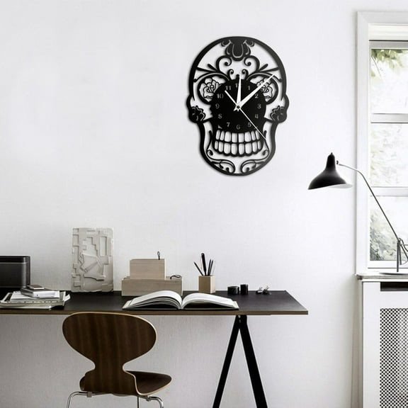 Kiplyki 3D Creative Skull Acrylic Mirror Wall Clock Home Decoration Wall Clock