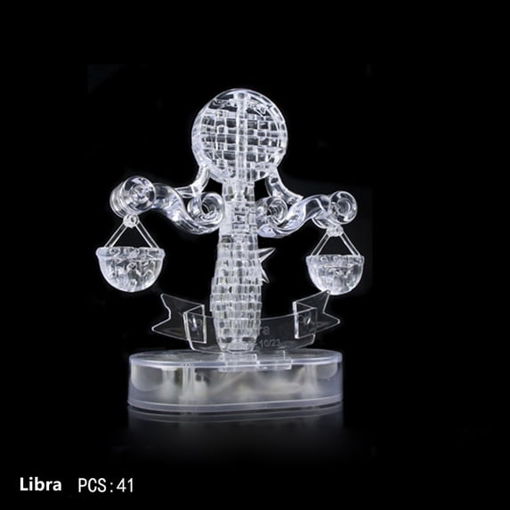 Kiplyki 3D Crystal Puzzle Jig-saw Clear Twelve 12 Constellation Astrolog Flash LED Light