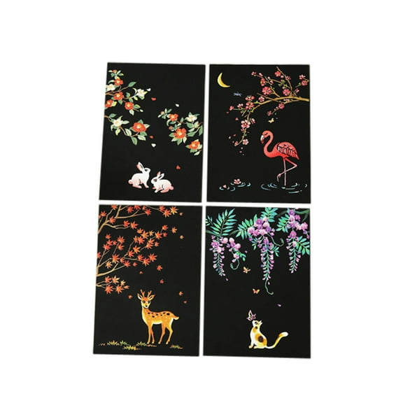 Kiplyki 4pcs 20x14cm Magic Scratch Art Painting Stick Kids Toy