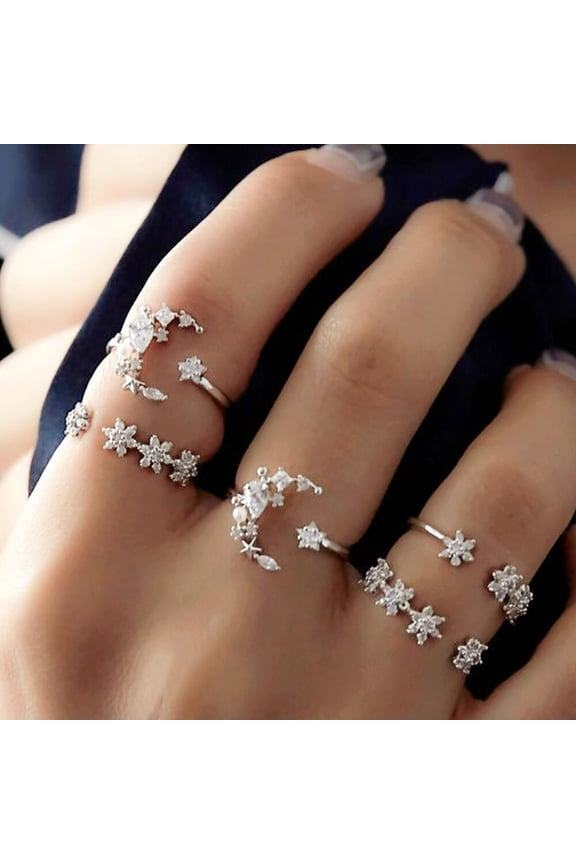 5 Rings Set New Bohemian Star Moon Shape Finger