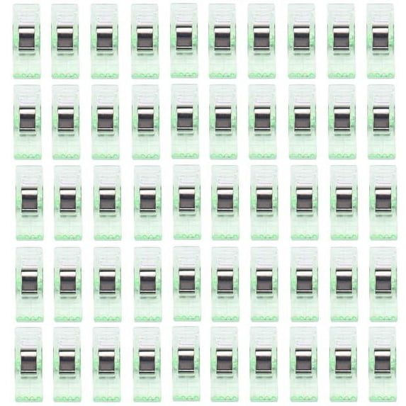 Kiplyki 50 PCS Clear Sewing Craft Quilt Binding Plastic Clips Clamps Pack GN