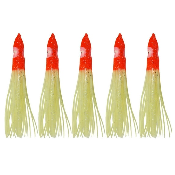Kiplyki 5pcs Saltwater Fishing Squid Octopu Skirts Lures Tackle Glow Luminous Bait