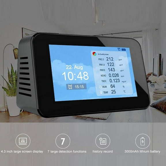 Kiplyki Air Quality Monitor with Wi-Fi Formaldehyde Detector Temperature & Humidity Mete