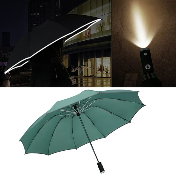 Kiplyki Automatic Umbrella Reverse Folding Business Umbrella With Reflective Strips