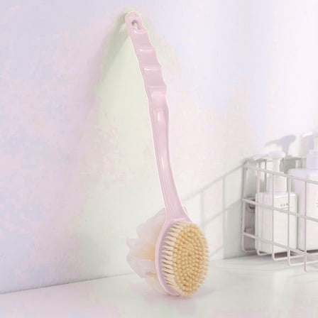 Kiplyki Back Bath Brush Long Handle for Shower - Soft Brush for Men & Women(13.4" Long), Skin Exfoliator for Bath Scrubber Body Brush Skin Massages (Pink)