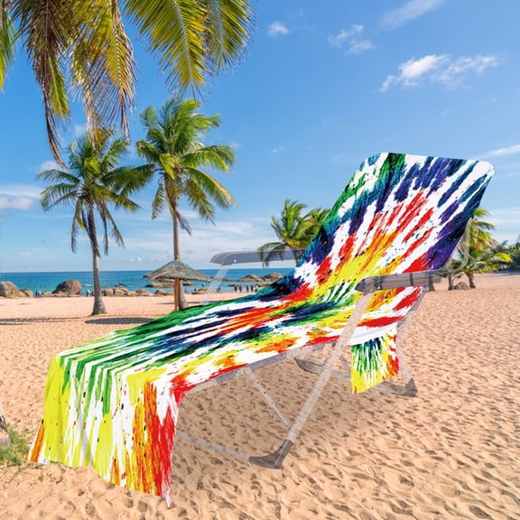 Kiplyki Beach Chair Cover With Side Pockets Microfiber Chaise Lounge Chair Towel Cover for Sun Lounger Pool Sunbathing Garden Beach Hotel Easy To Carry Around
