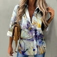 thumbnail image 1 of Kiplyki Button Down Shirt Women Long Sleeve Blouse Blouse Printing Tops Bussiness Casual Lapel Tops, 1 of 5